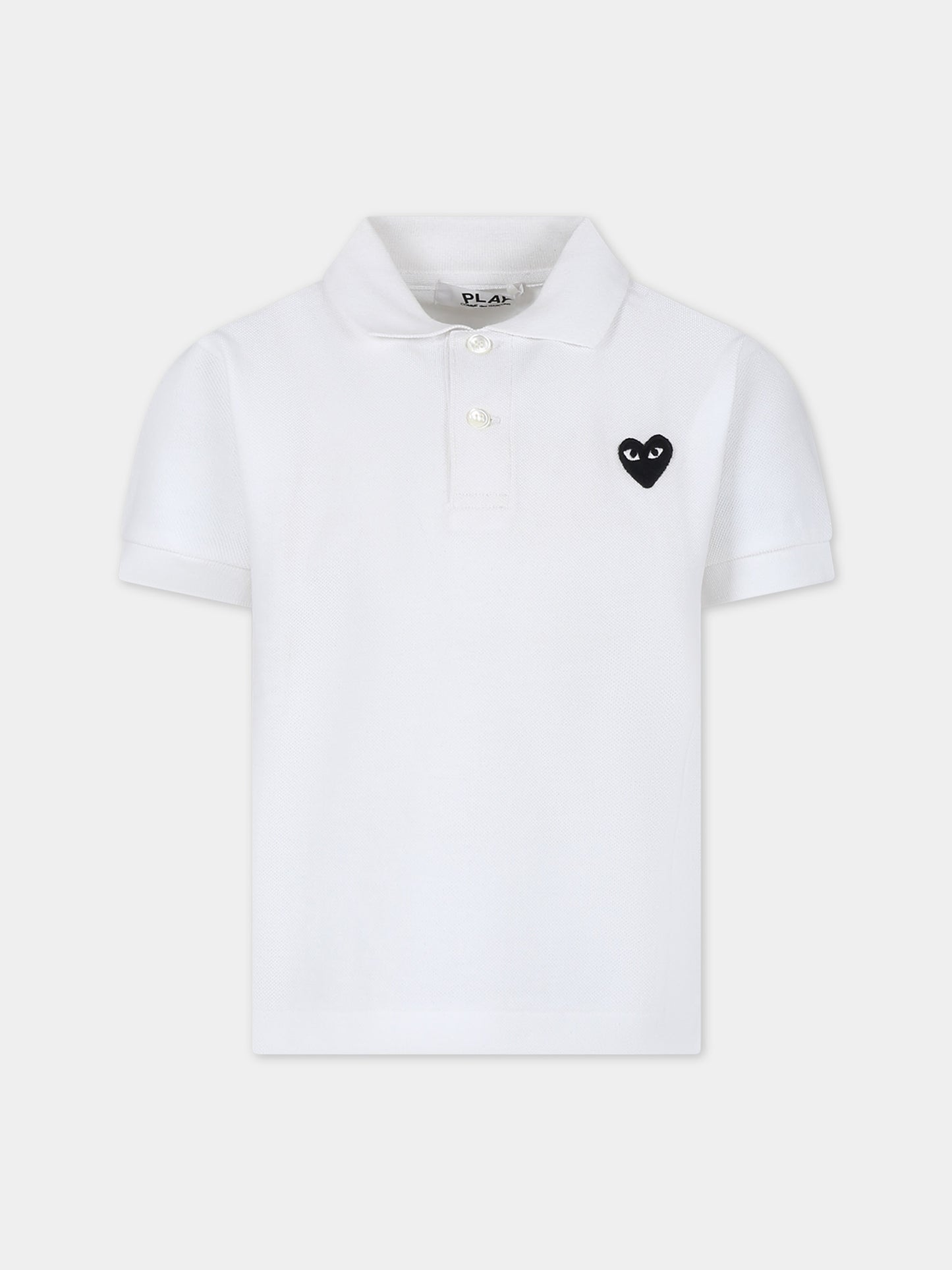 Polo bianca per bambino con cuore,Comme Des Garçons Play Kids,AZ-T565 P1T565