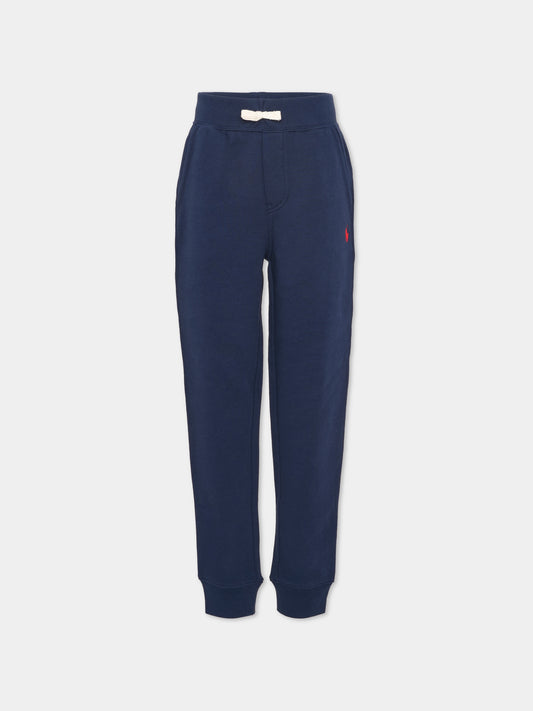Pantalone blu per bambino con cavallino rosso,Ralph Lauren Kids,720897003