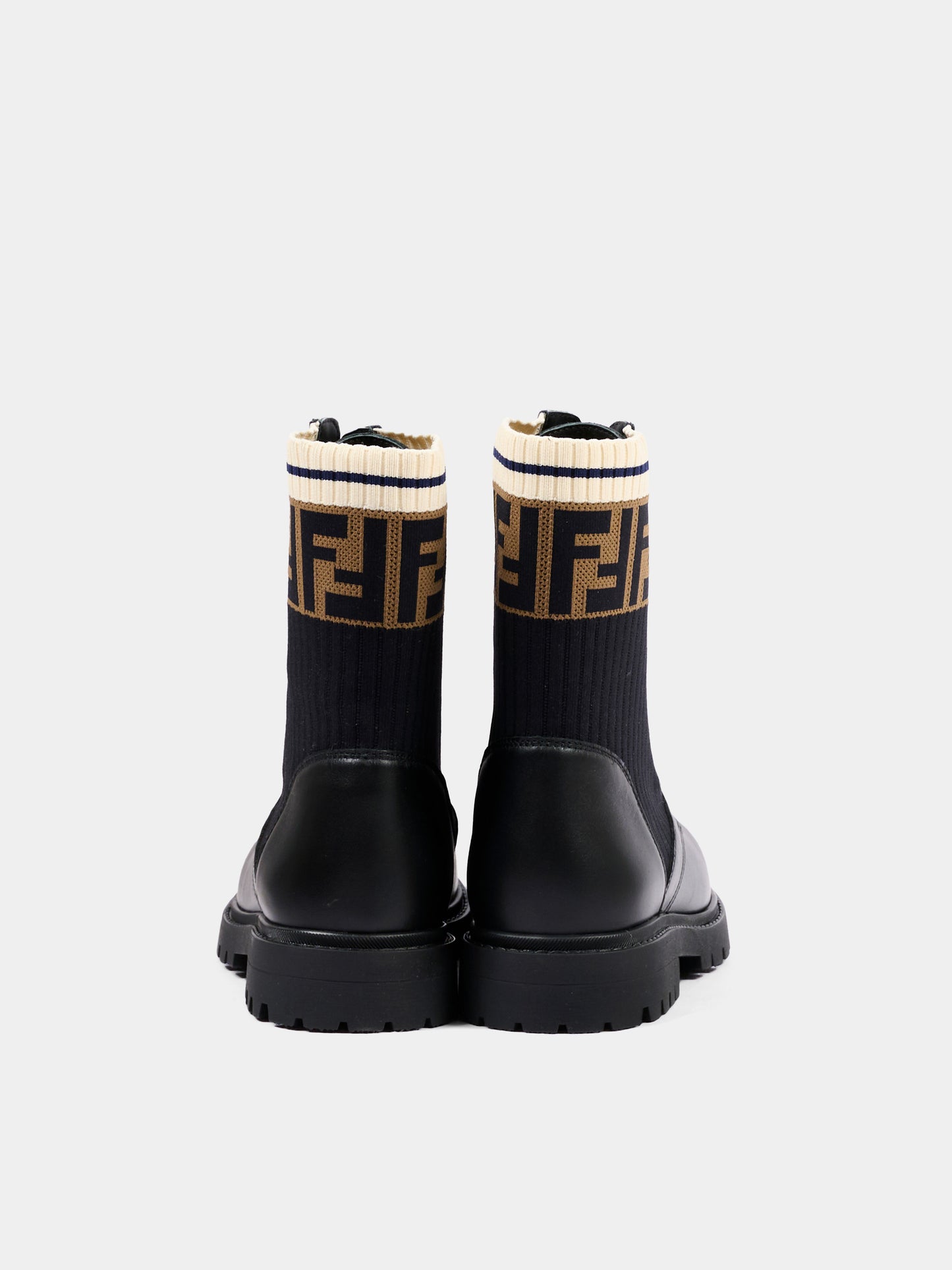 Stivaletti neri per bambini con logo FF,Fendi Kids,JMR329 A8CU F17SD