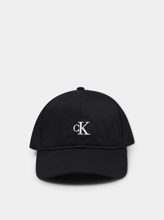 Cappello nero per bambini con logo,Calvin Klein Kids,IU0IU00150 BEH