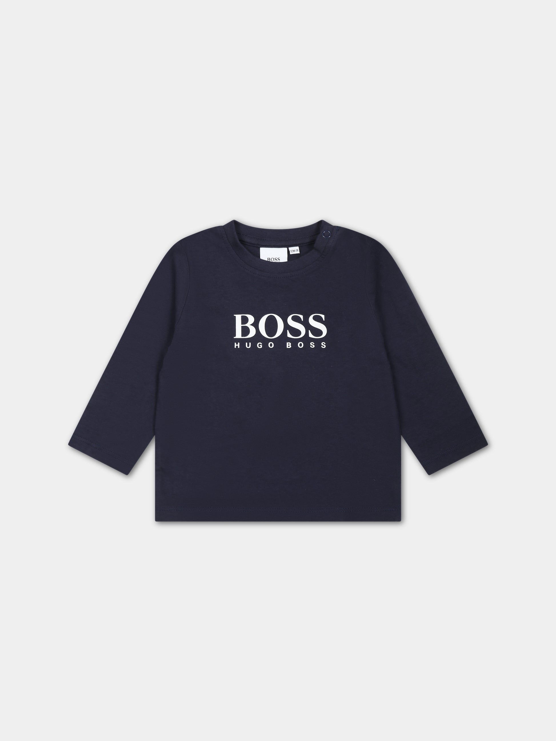 T-shirt blu per neonato con logo,Hugo Boss,J05P10 849