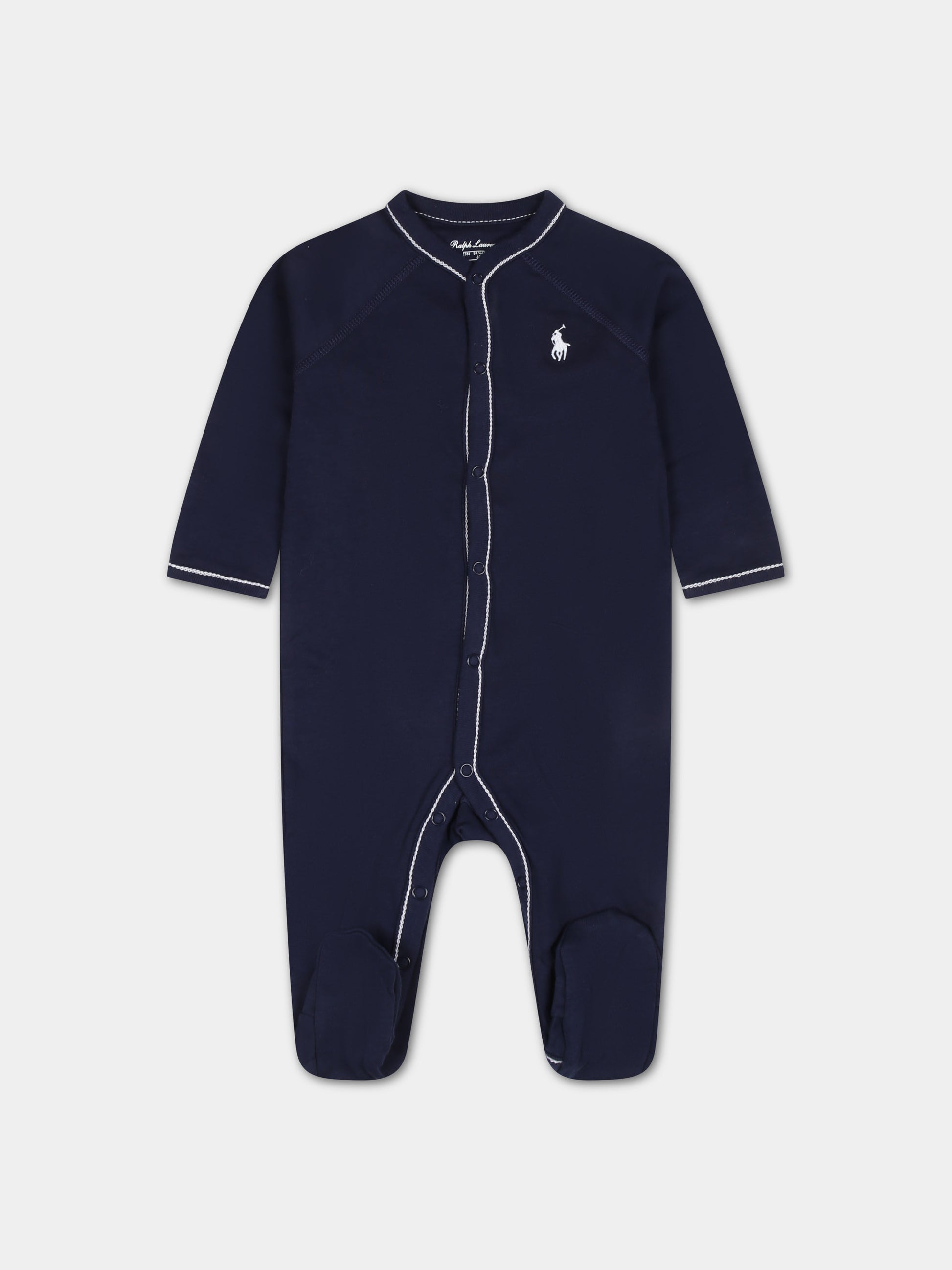 Tutina blu per neonato con iconico cavallino,Ralph Lauren Kids,552445001