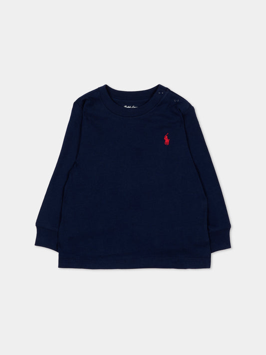 T-shirt bleu pour bébé garçon avec cheval