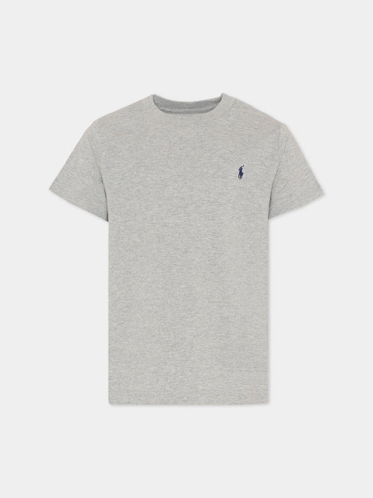 T-shirt grigia per bambino con cavallino,Ralph Lauren Kids,832904039