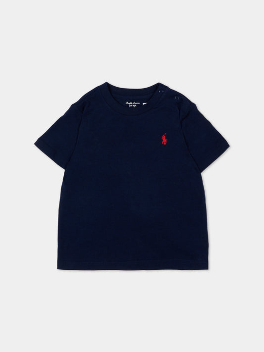 T-shirt bleu pour bébé enfants avec cheval iconique