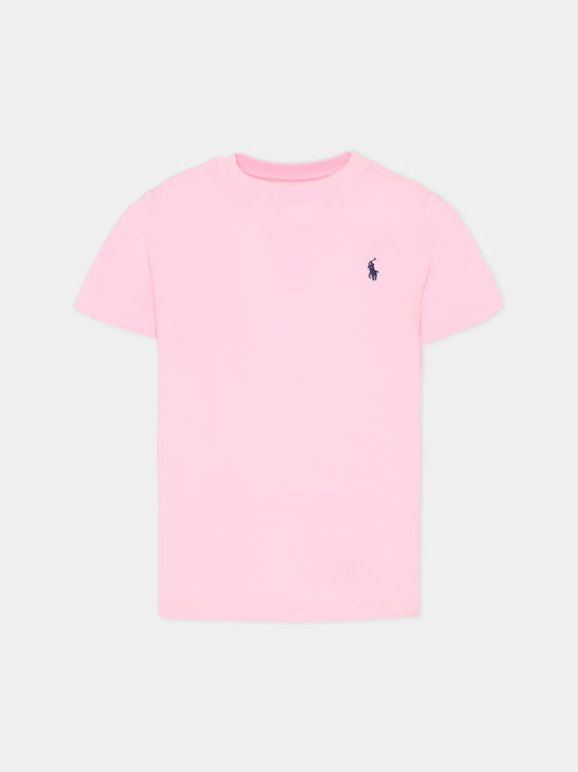 T-shirt rosa per bambina con iconico cavallino,Ralph Lauren Kids,832904040