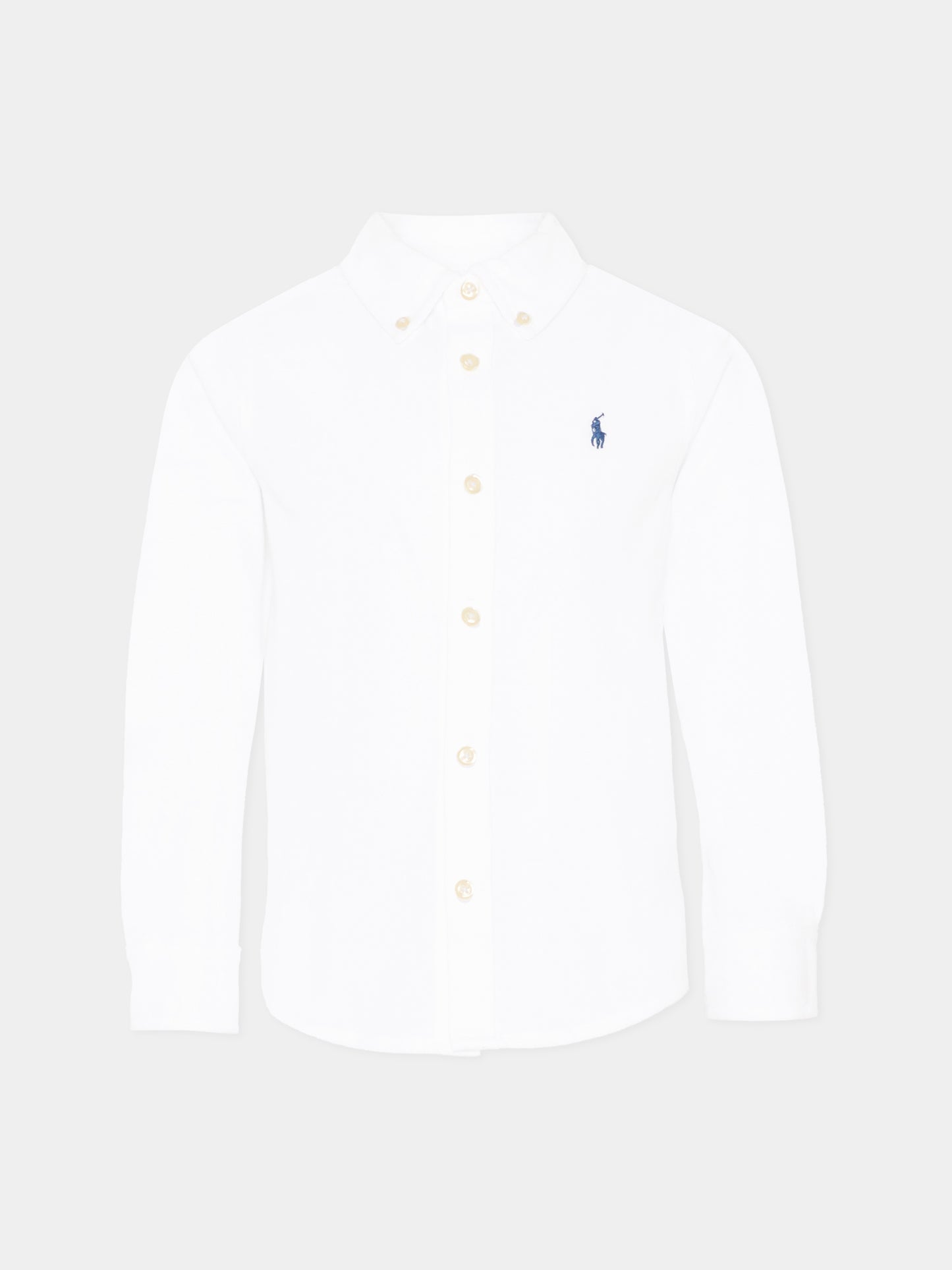 Camicia bianca per bambino con cavallino blu,Ralph Lauren Kids,819238001 WHITE