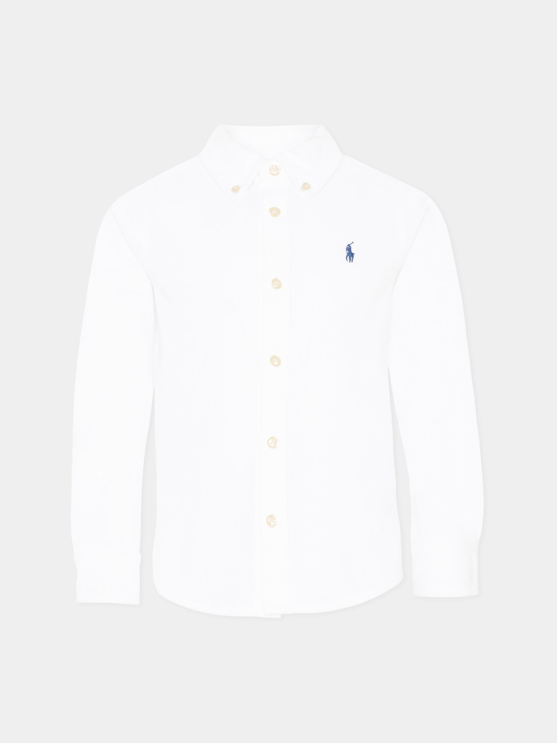 Camicia bianca per bambino con cavallino blu,Ralph Lauren Kids,819238001 WHITE