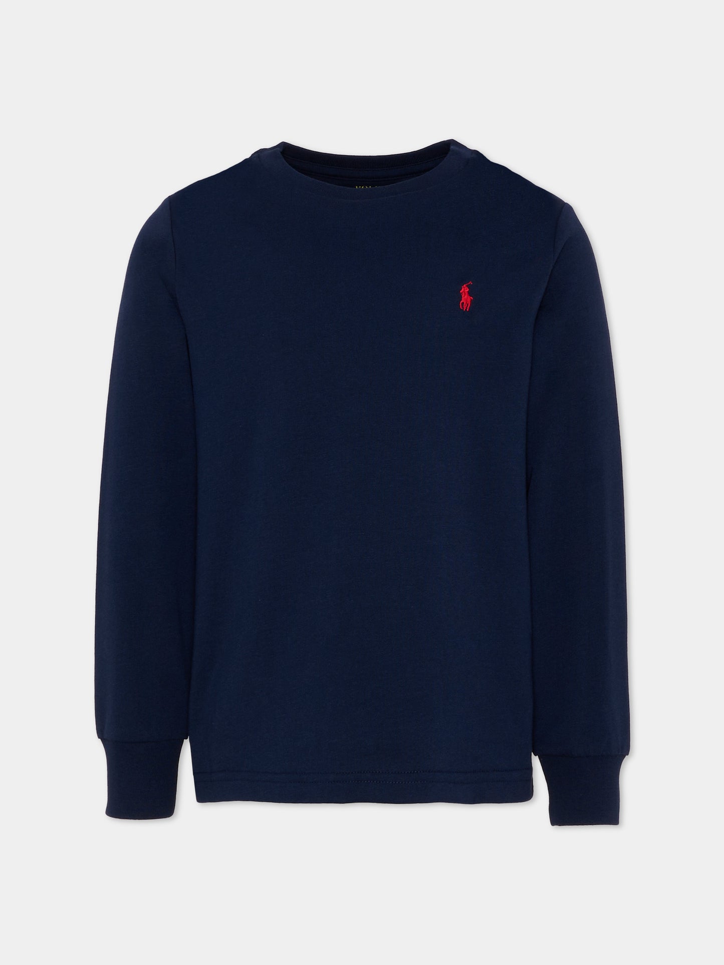 T-shirt bleu pour garçon avec poney rouge