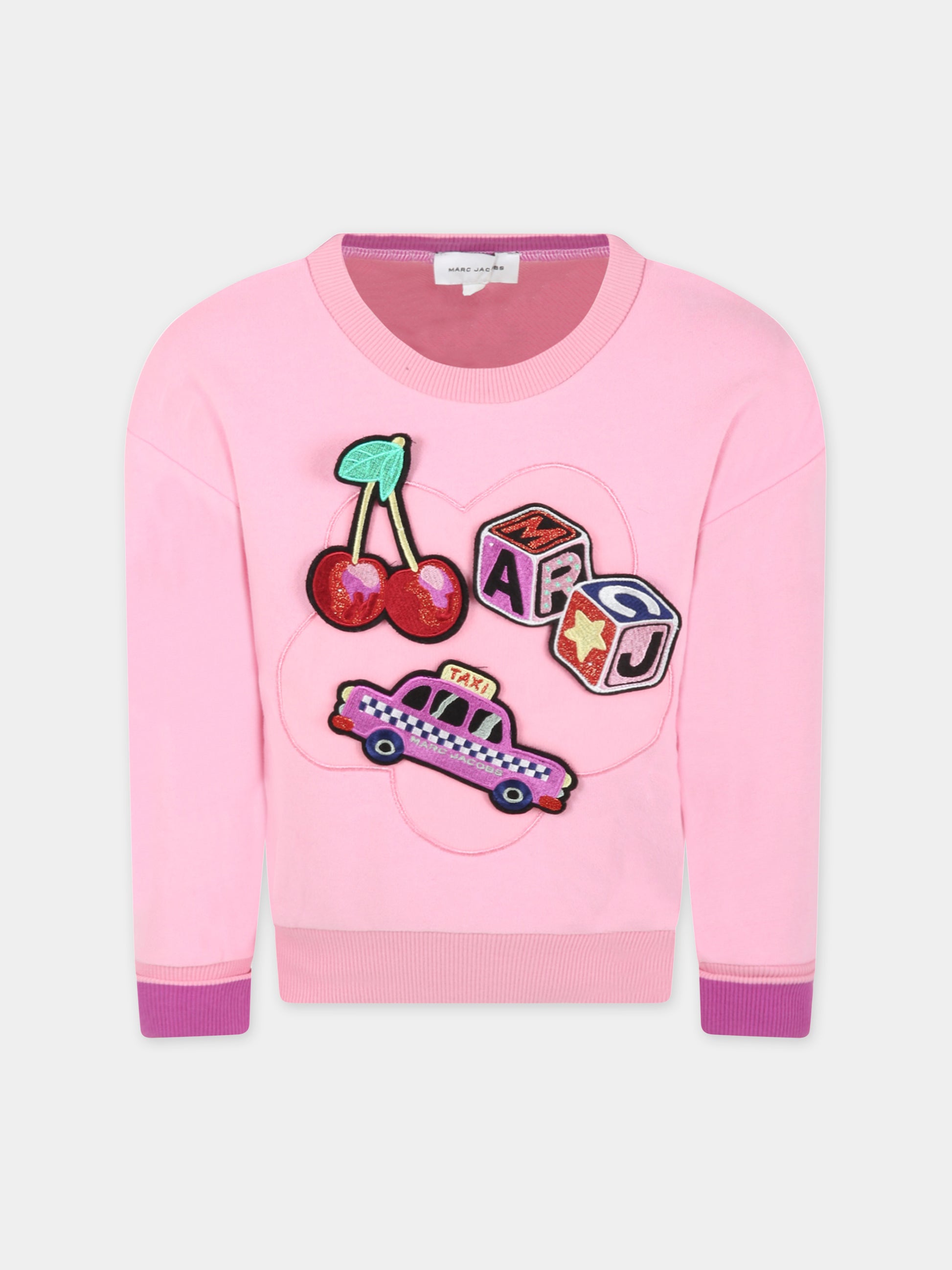 Felpa rosa per bambina con patch removibili,Little Marc Jacobs,W15635 465