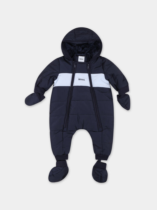 Tuta blu per neonato con logo,Hugo Boss,J96100 849