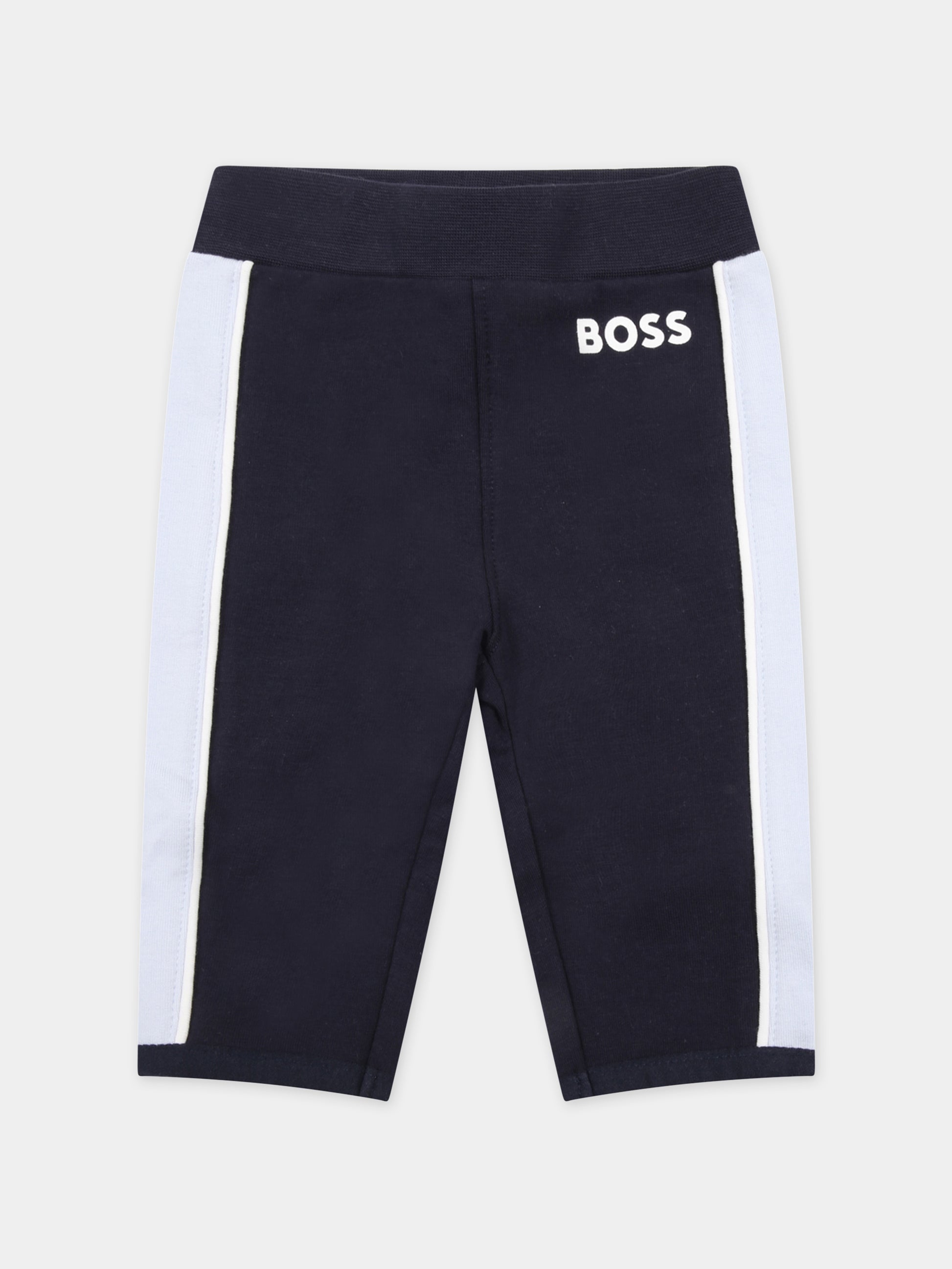 Tuta blu per neonato con logo,Hugo Boss,J98369 849