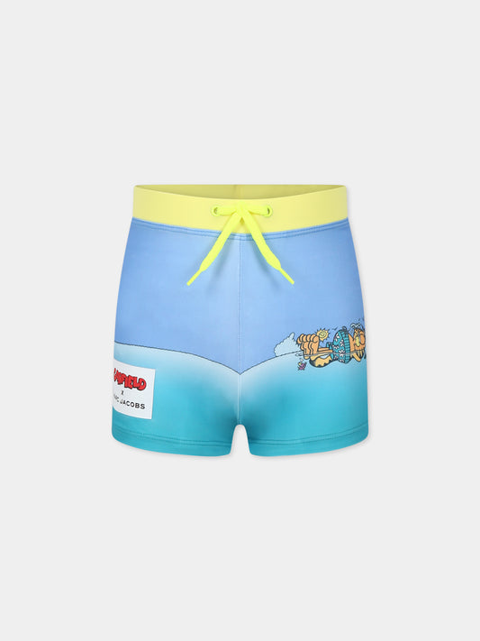 Boxer mare azzurro per bambino con Garfield e logo,Marc Jacobs,W20083 682