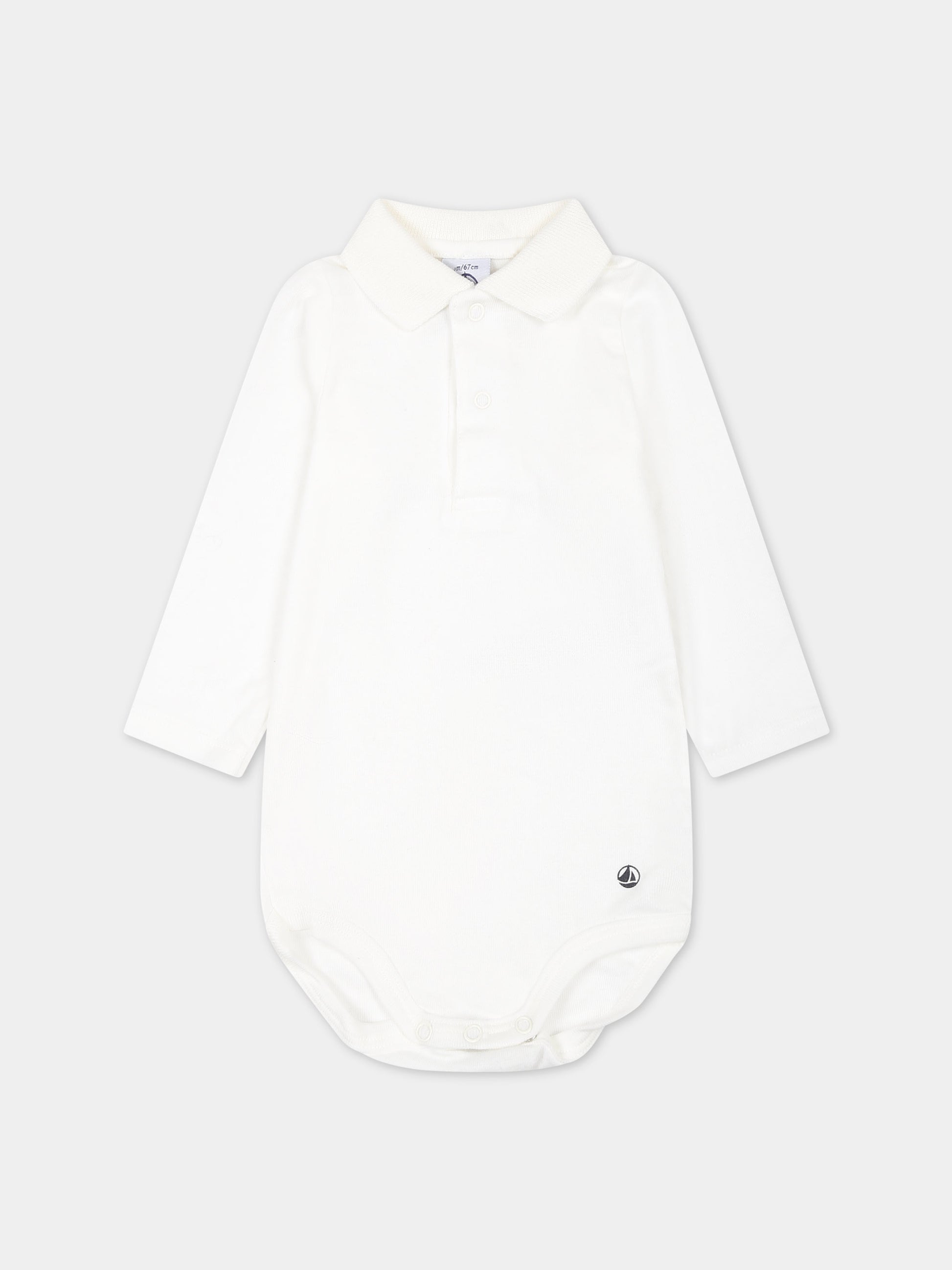 Body avorio per neonati con logo,Petit Bateau,A05Q2 MARSHMALLOW