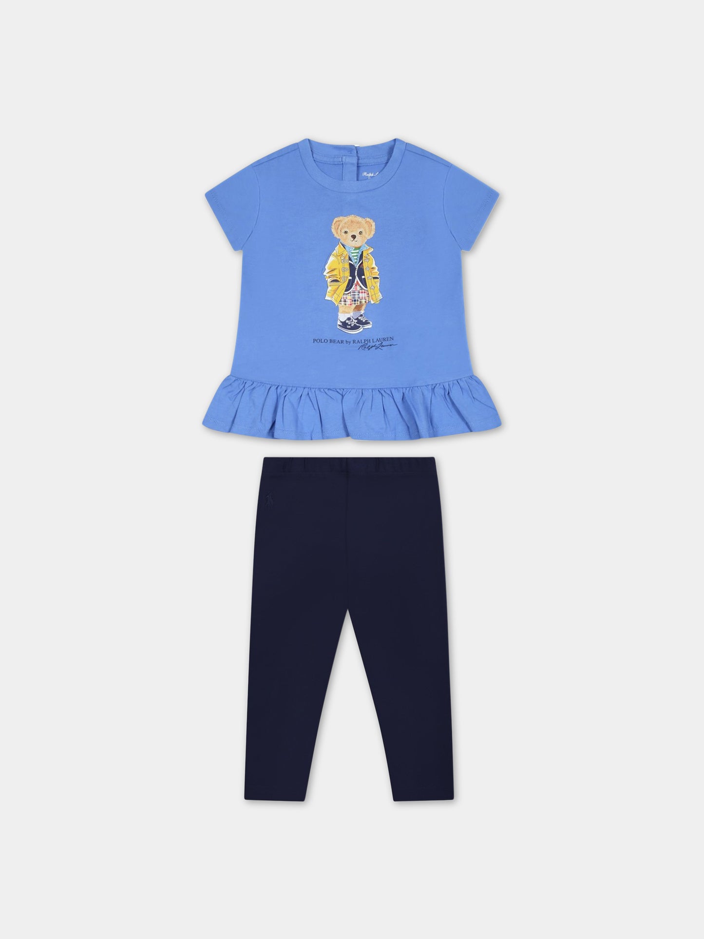 Completo multicolor per neonata con orso e logo,Ralph Lauren Kids,904084001