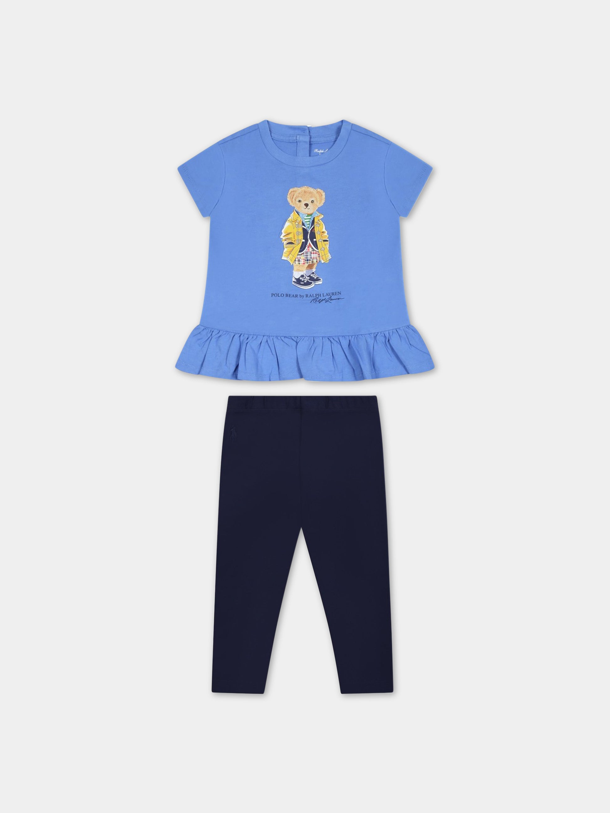 Completo multicolor per neonata con orso e logo,Ralph Lauren Kids,904084001