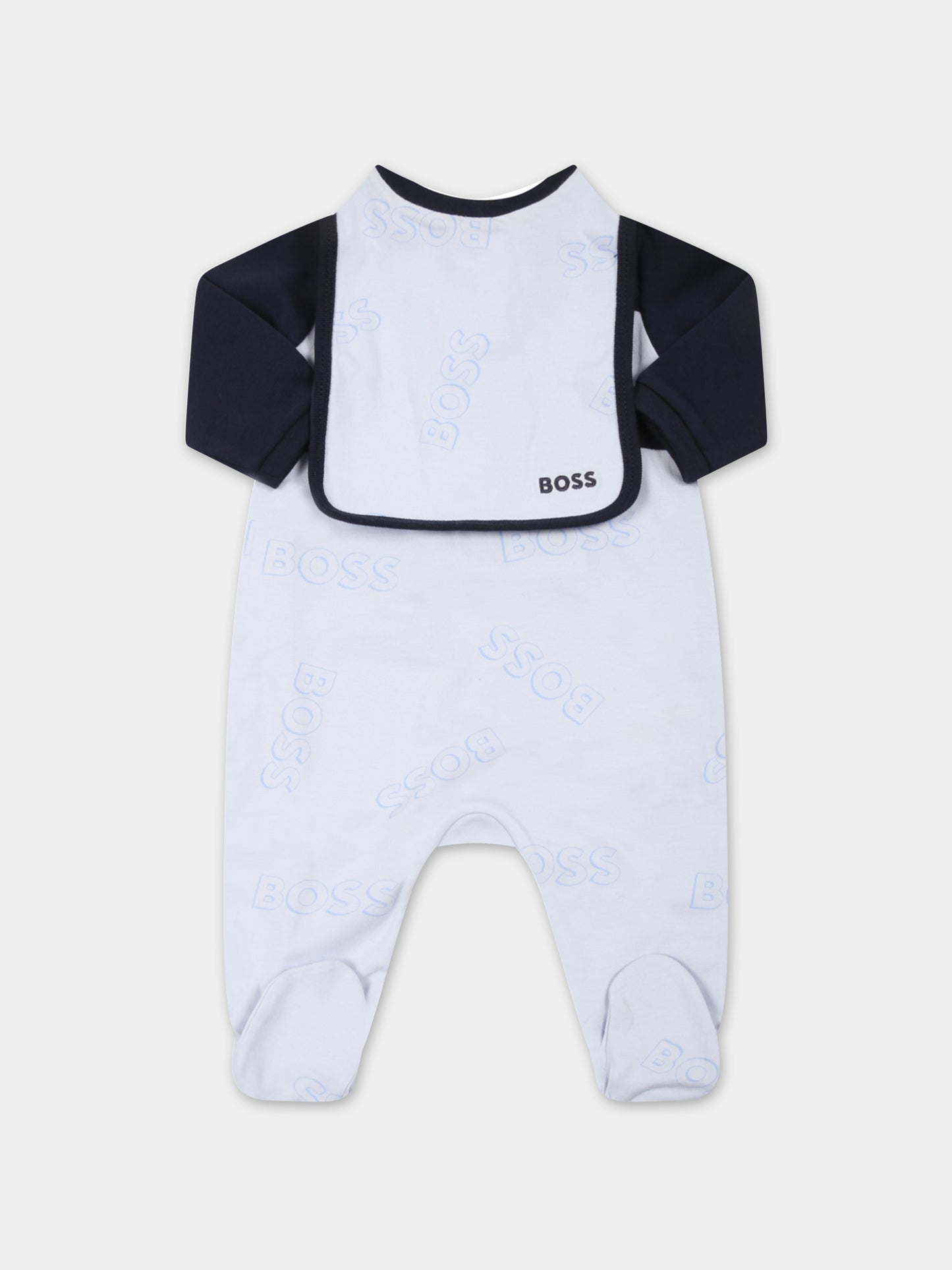 Set celeste per neonato con loghi,Hugo Boss,J98374 771