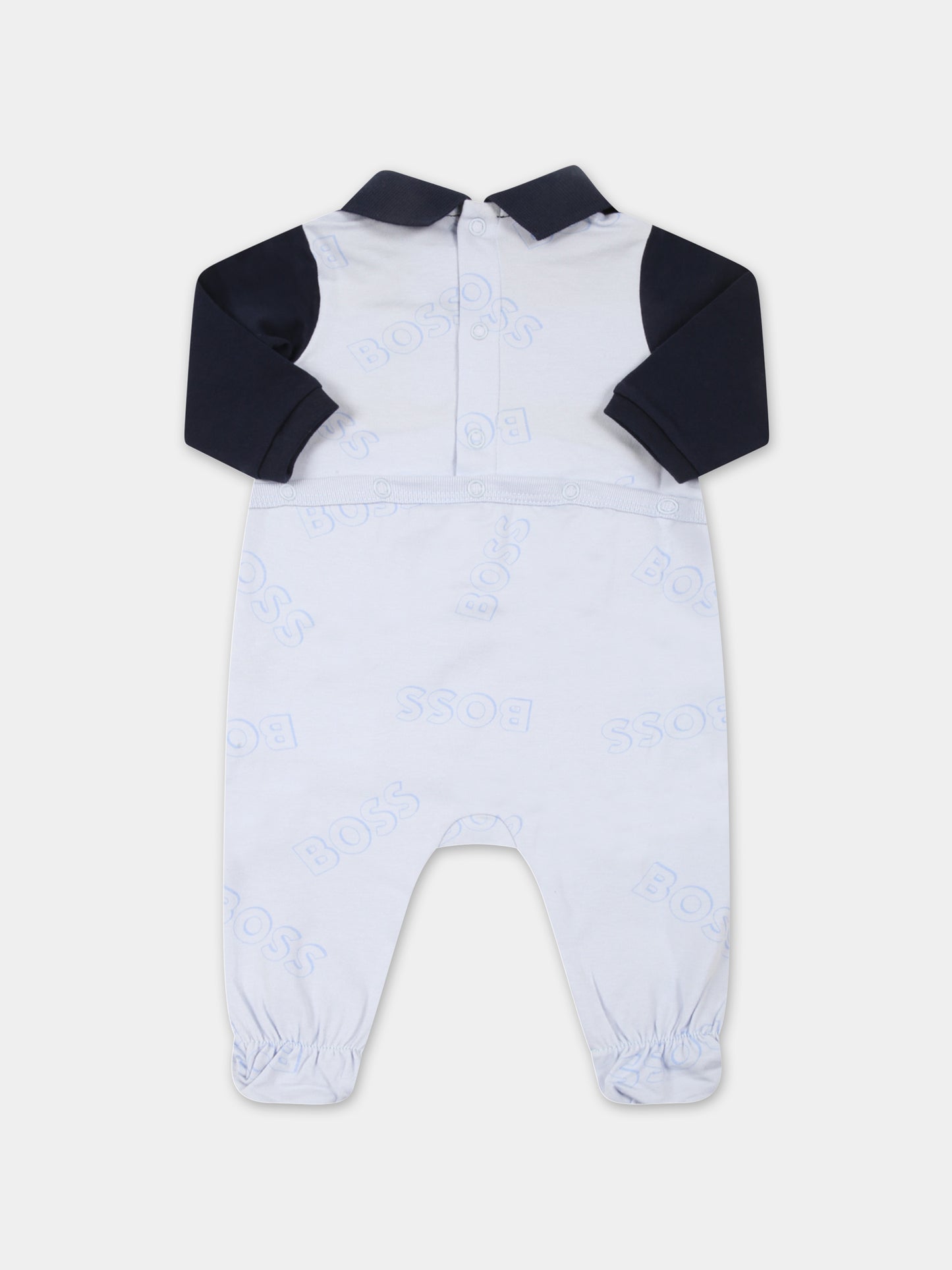 Set celeste per neonato con loghi,Hugo Boss,J98374 771