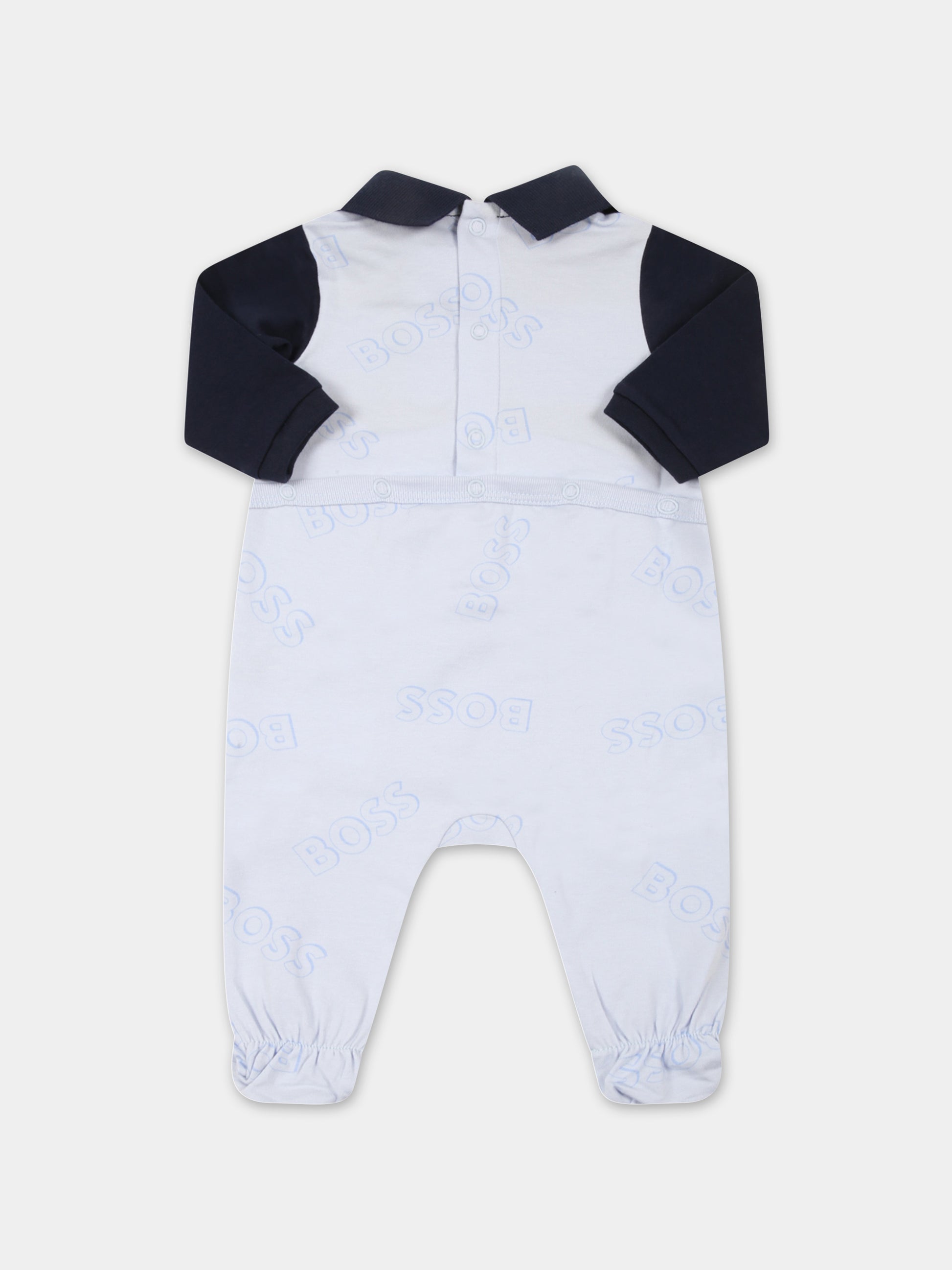 Set celeste per neonato con loghi,Hugo Boss,J98374 771