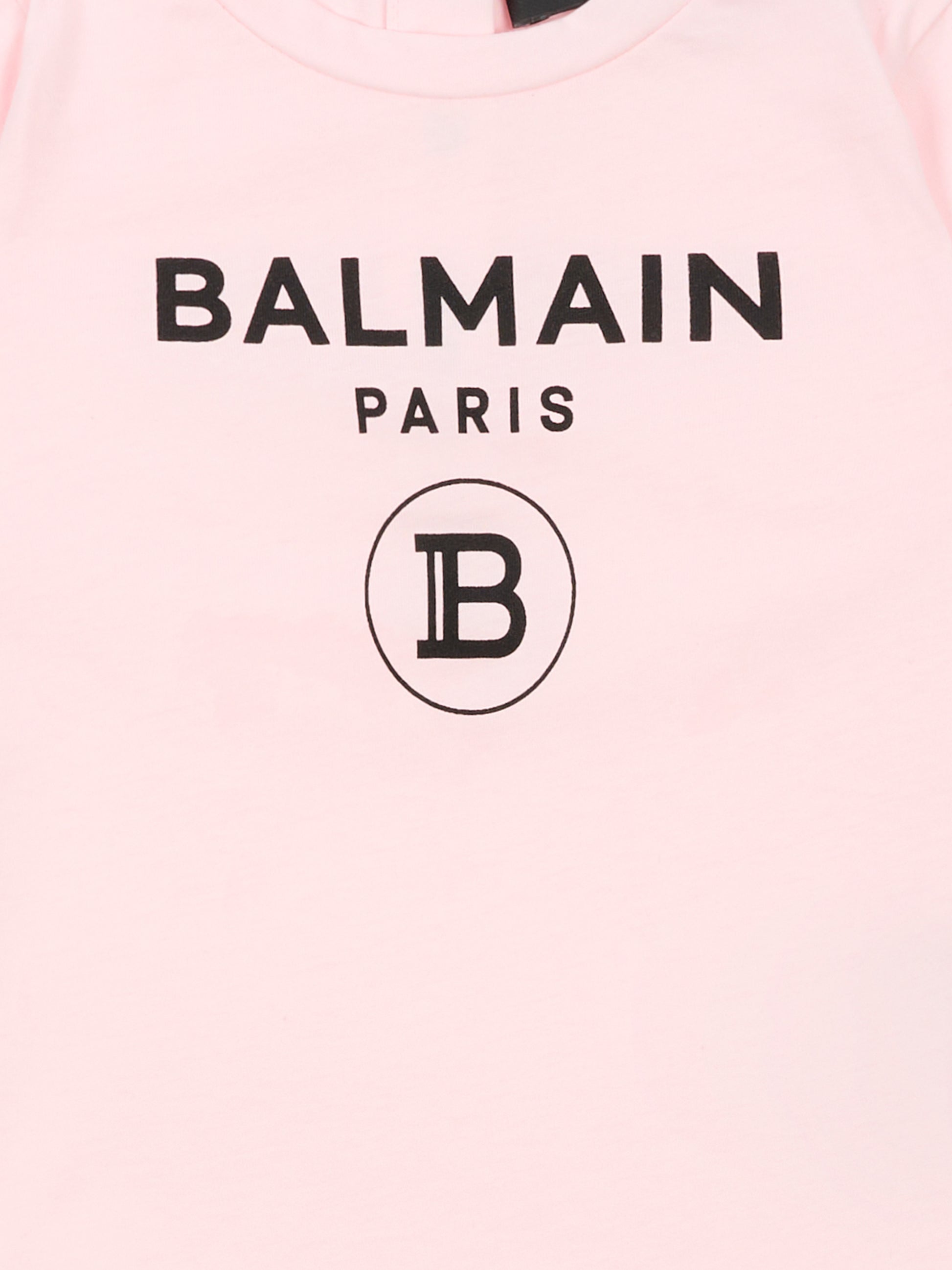 T-shirt rosa per neonata con loghi neri,Balmain Kids,6R8621 Z0112 539NE