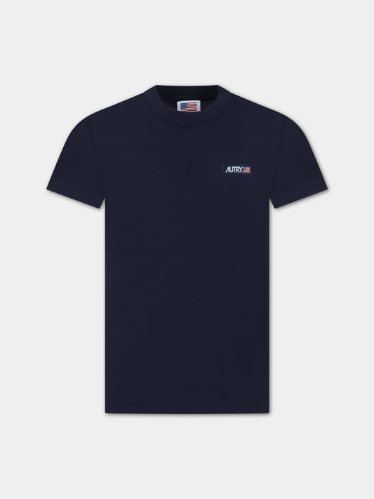 T-shirt blu per bambini con patch logo,Autry,KTAK 004B
