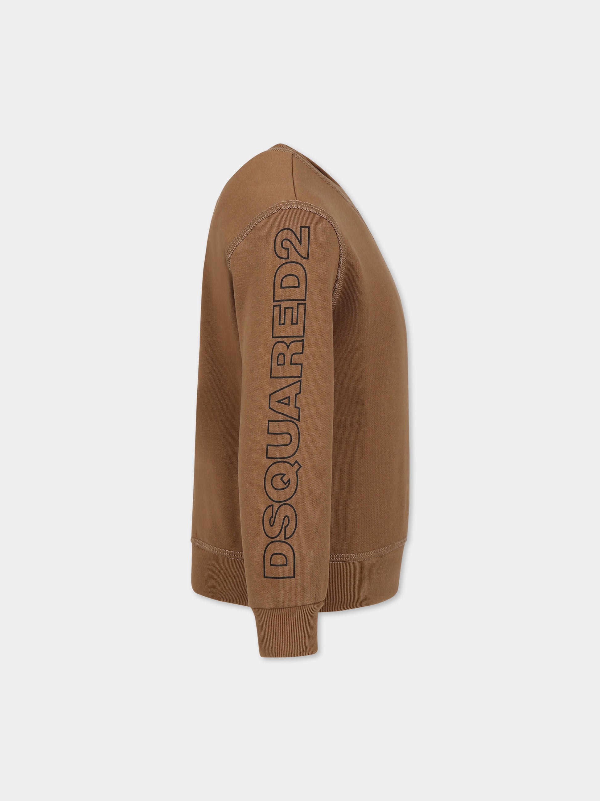 Felpa marrone per bambino con logo,Dsquared2,DQ1758 D003G D2S721U DQ769