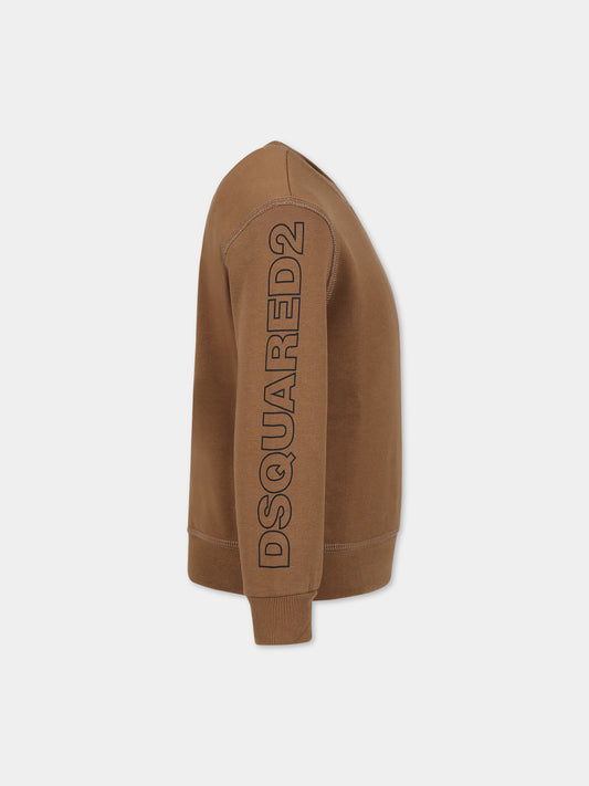 Felpa marrone per bambino con logo,Dsquared2,DQ1758 D003G D2S721U DQ769