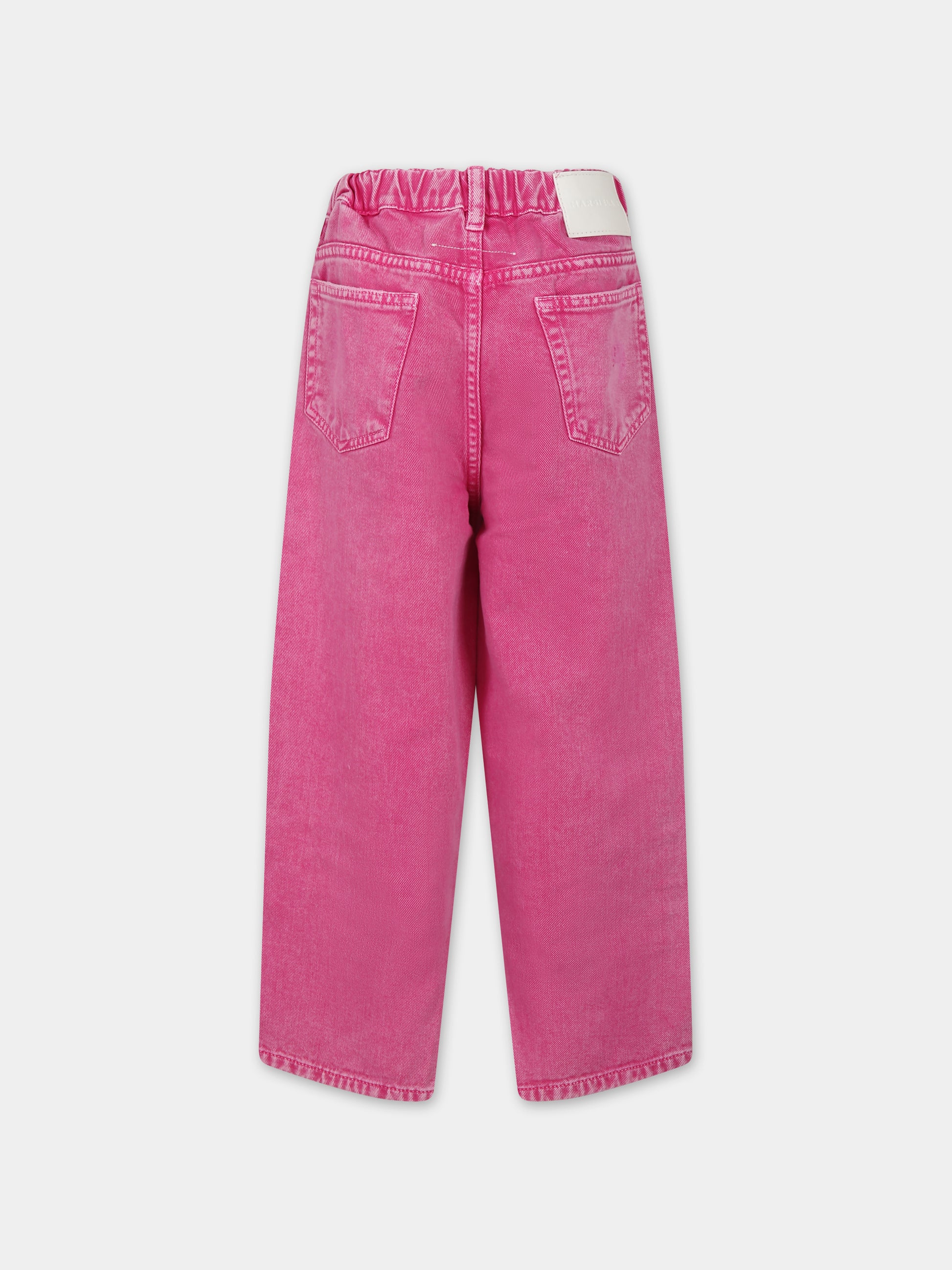 Jeans fucsia per bambina con logo,Mm6 Maison Margiela,M60452 MM01K MM6P78U M6306