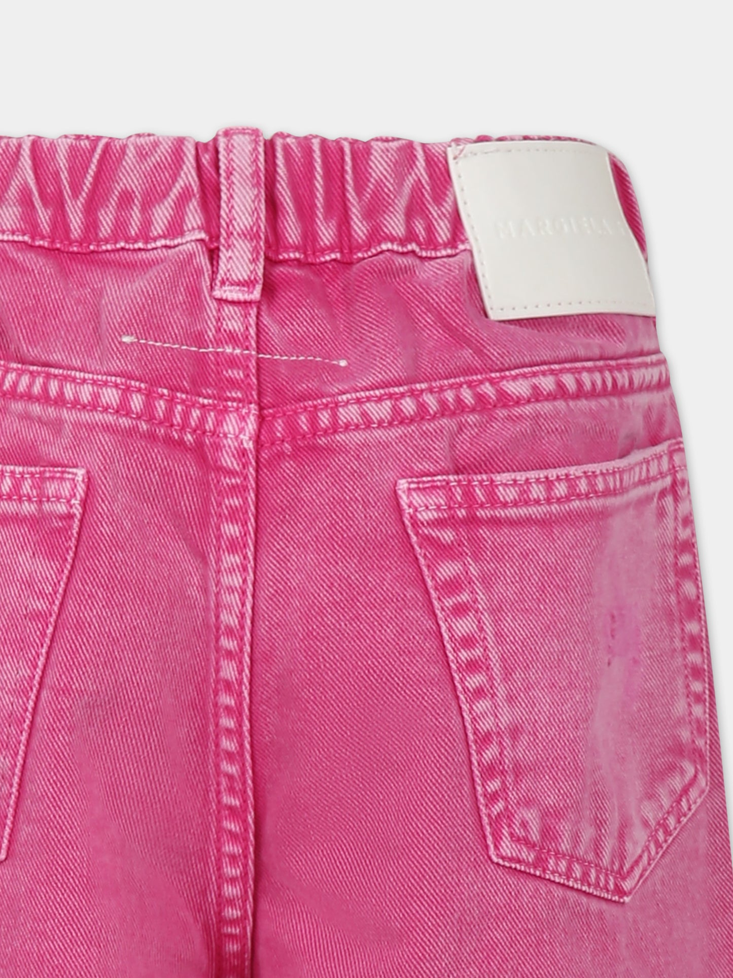 Jeans fucsia per bambina con logo,Mm6 Maison Margiela,M60452 MM01K MM6P78U M6306