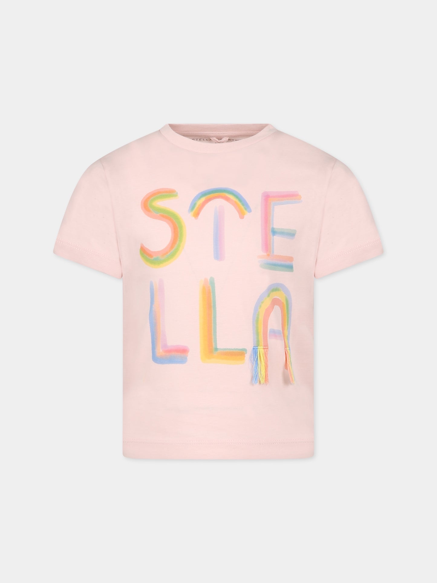 T-shirt rosa per bambina con logo,Stella Mccartney Kids,TT8D81 Z0434 505