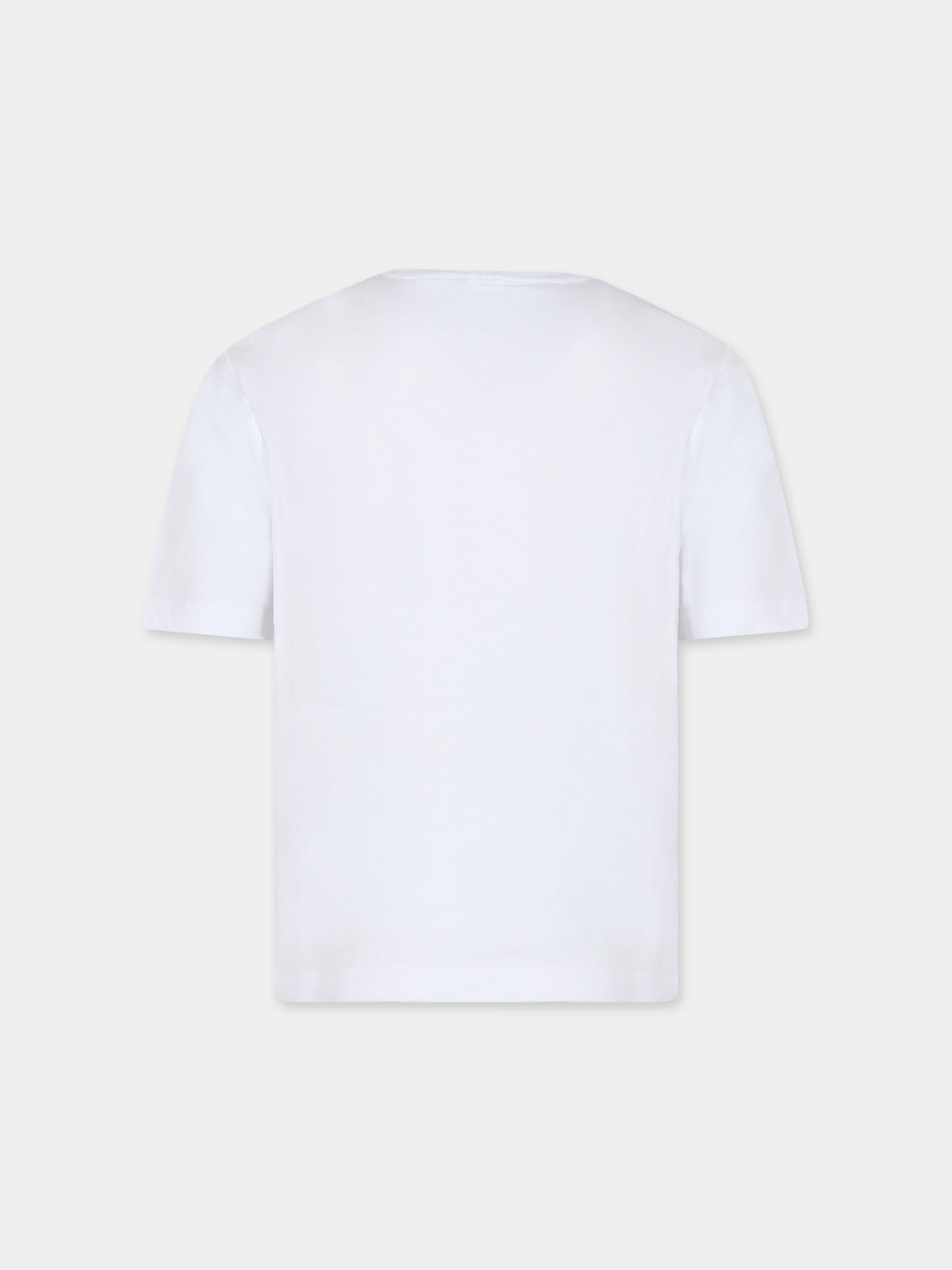 T-shirt bianca per bambina con stampa logo multicolor,Stella Mccartney Kids,TT8A41 Z0434 100