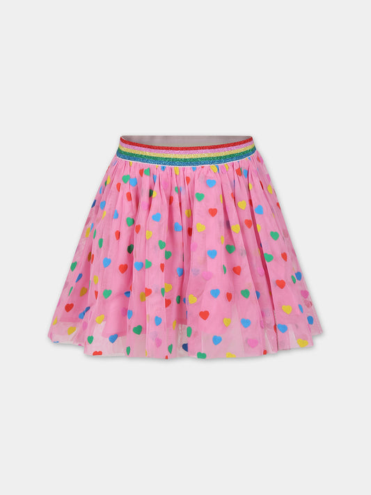 Gonna rosa per bambina con cuori,Stella Mccartney Kids,TT7B41 Z1308 547MC