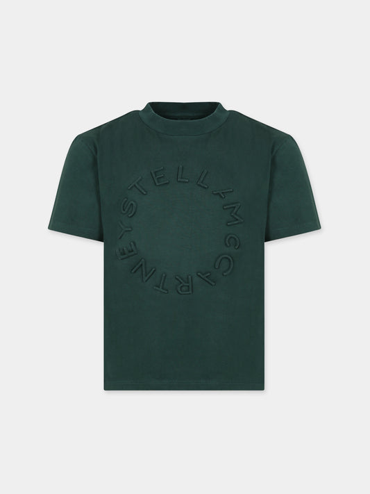 T-shirt verde per bambino con logo,Stella Mccartney Kids,TT8S71 Z0434 719