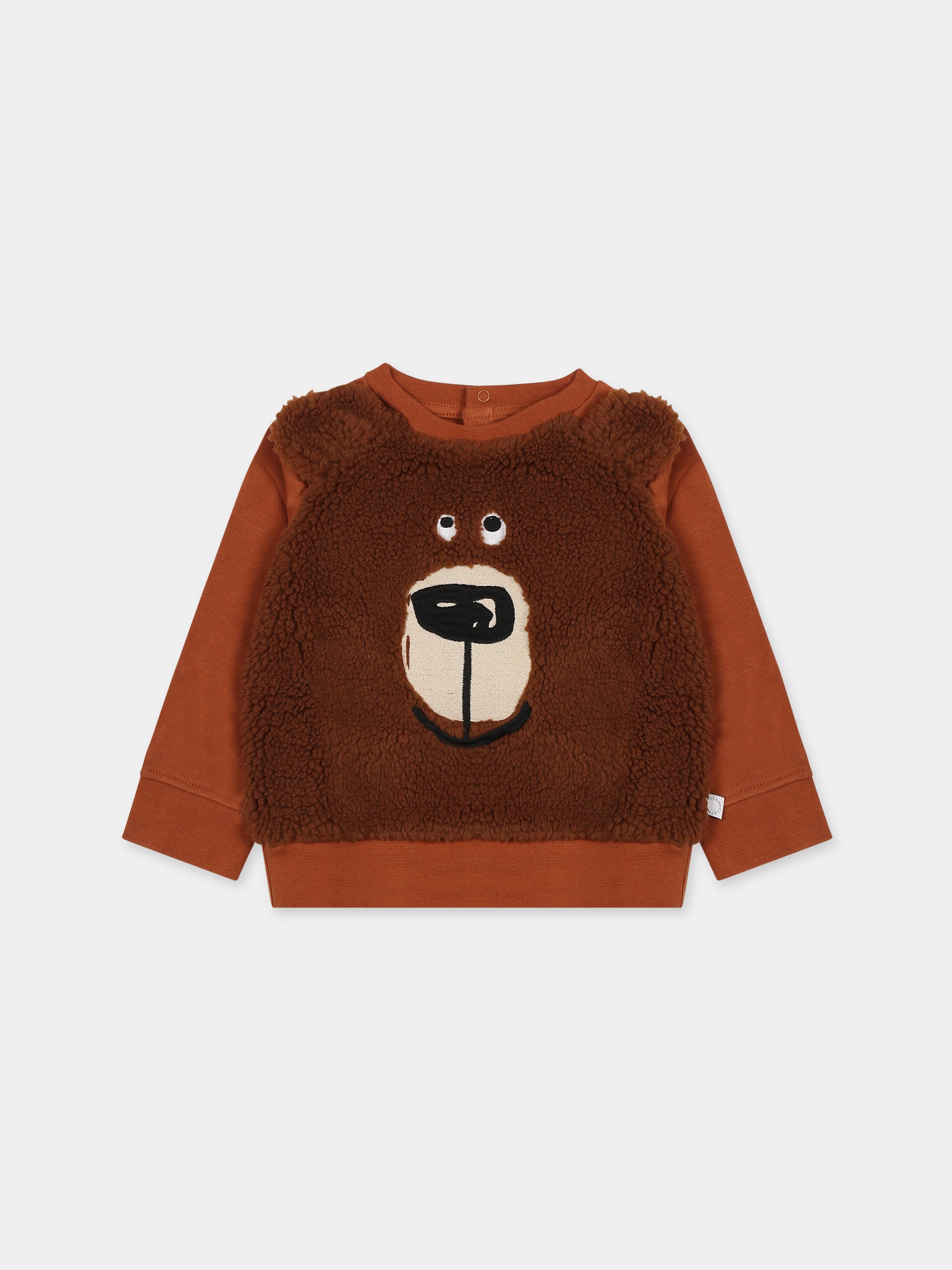 Felpa marrone per neonato con orso,Stella Mccartney Kids,TT4570 Z0447 316