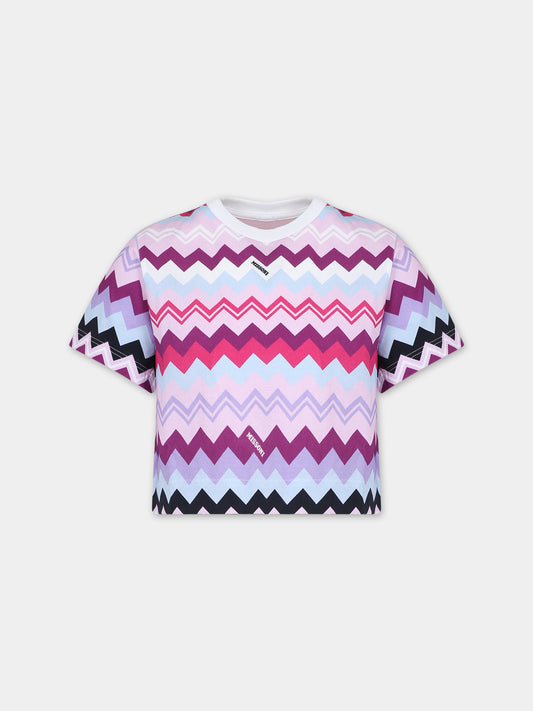 T-shirt viola per bambina con logo,Missoni,MT8A11 J0305 579MC