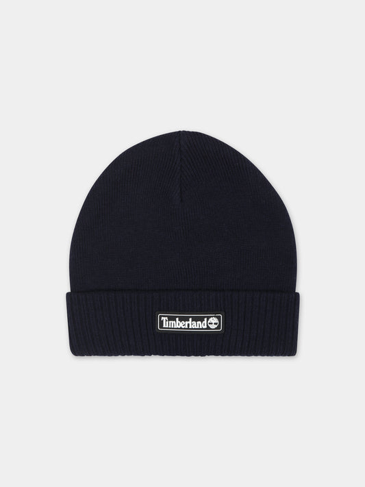 Berretto blu per neonato con logo,Timberland,T60019 85T