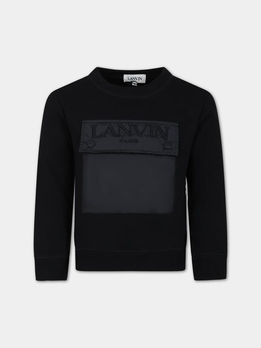 Felpa nera per bambini con logo,Lanvin Petite,N25134 09B