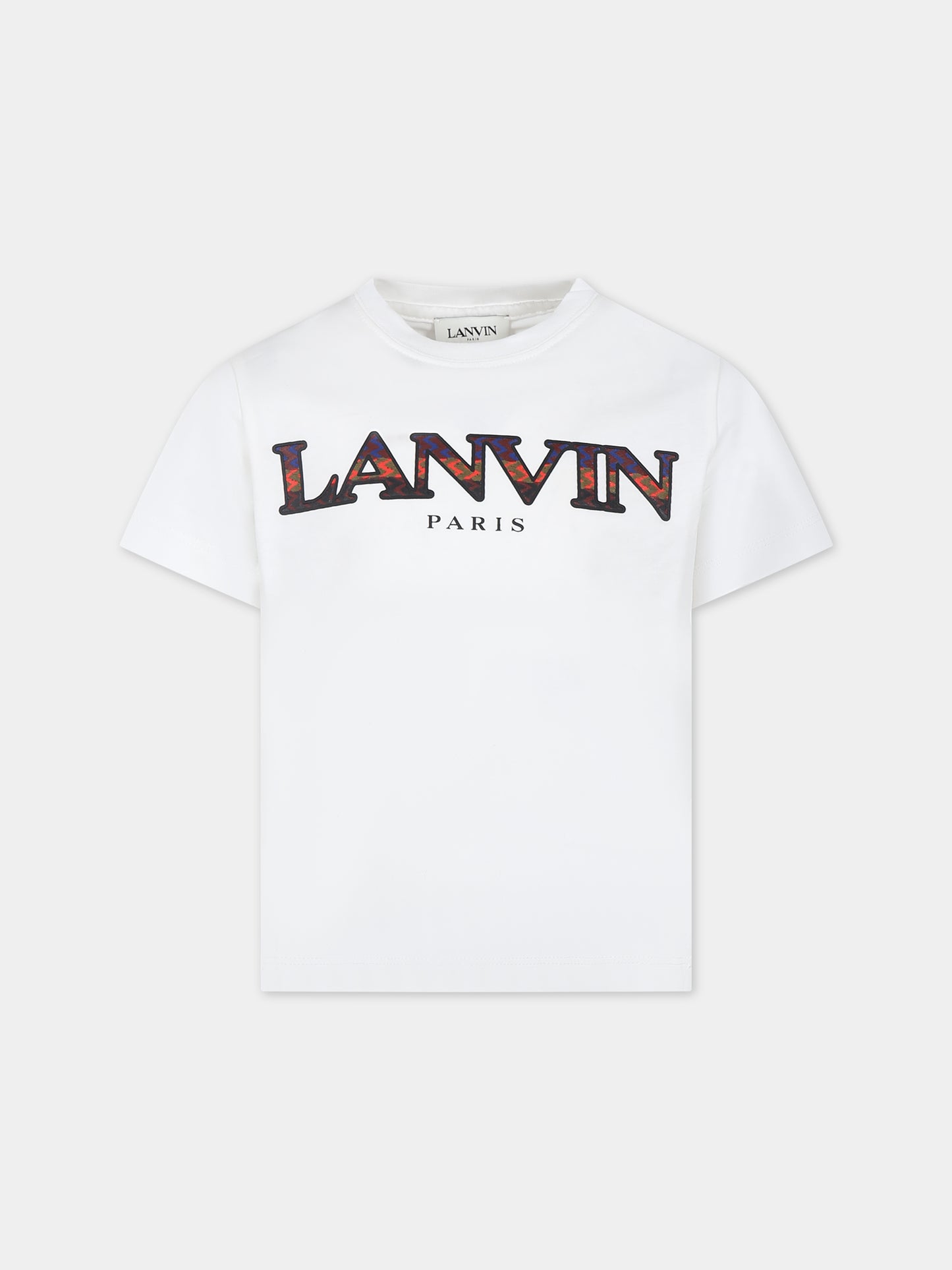 T-shirt avorio con logo per bambino,Lanvin Petite,N25142 117