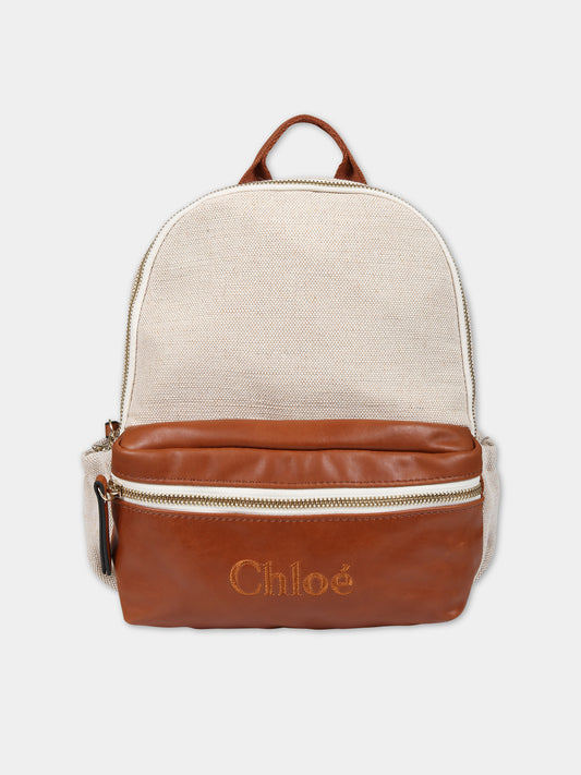 Zaino beige per bambina con logo,Chloé Kids,C10317 P03