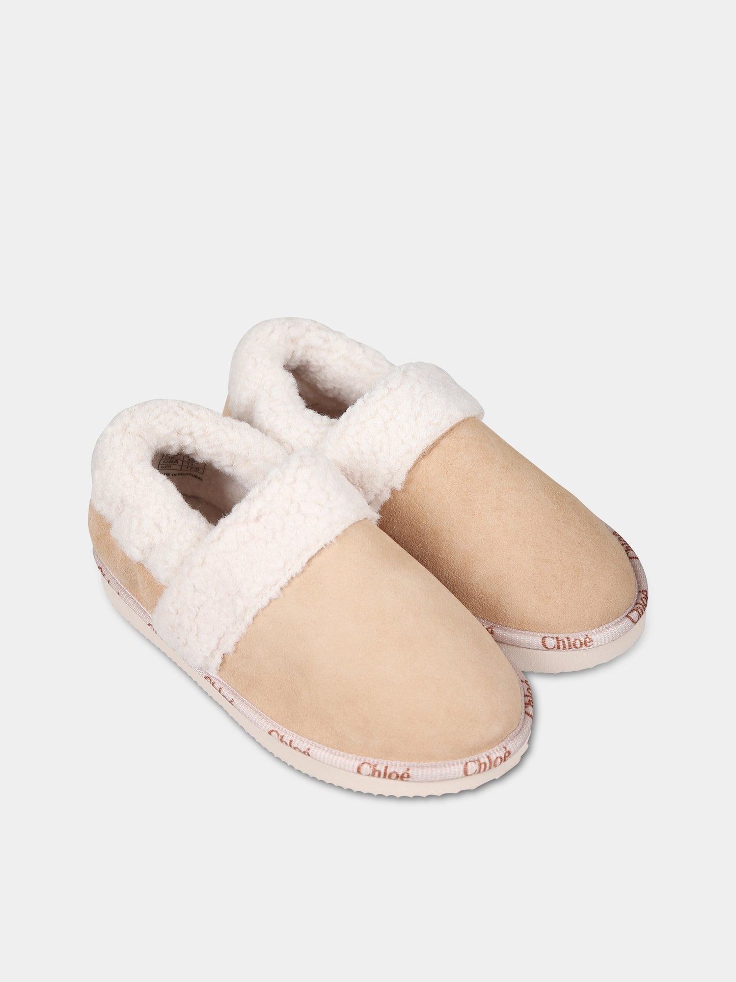 Pantofole beige per bambina,Chloé Kids,C19187 241