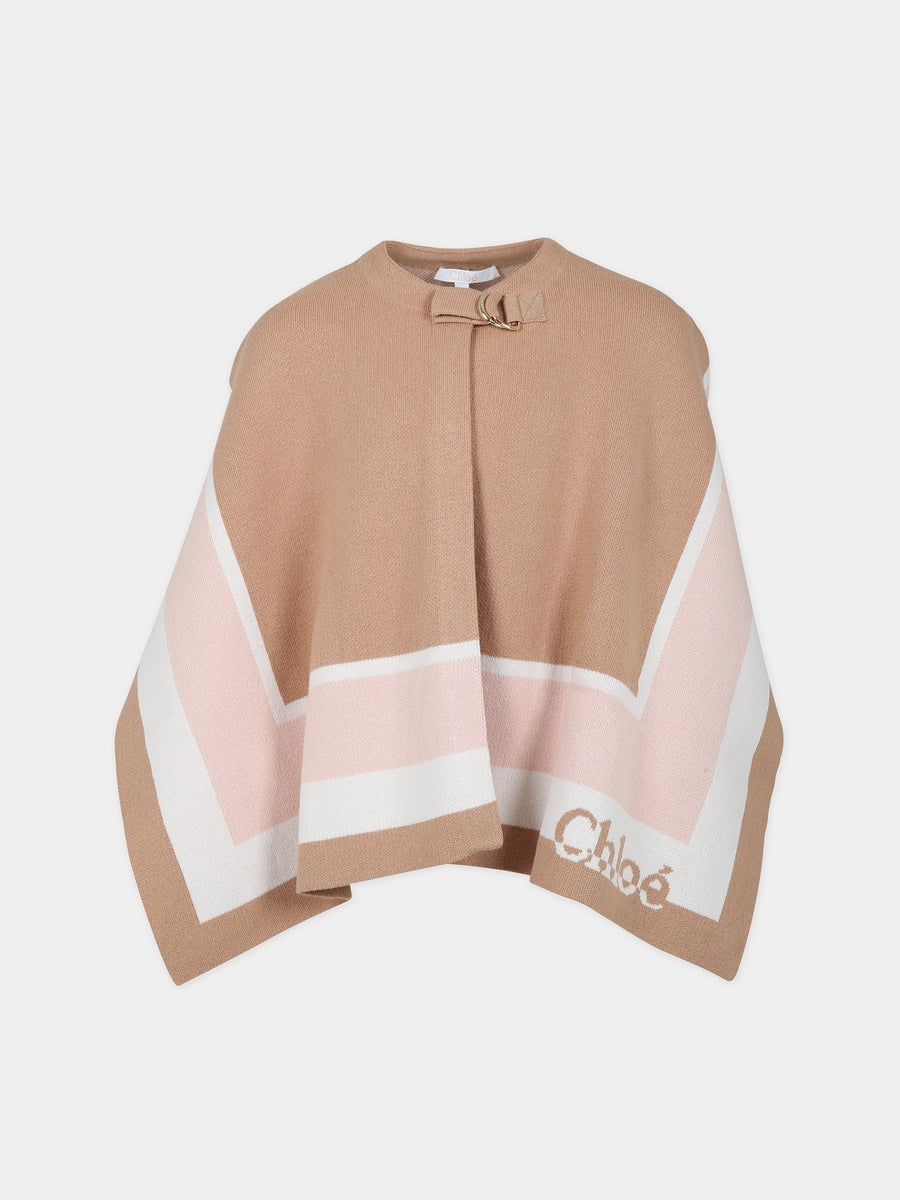 Cappa beige per bambina con logo,Chloé Kids,C16443 231