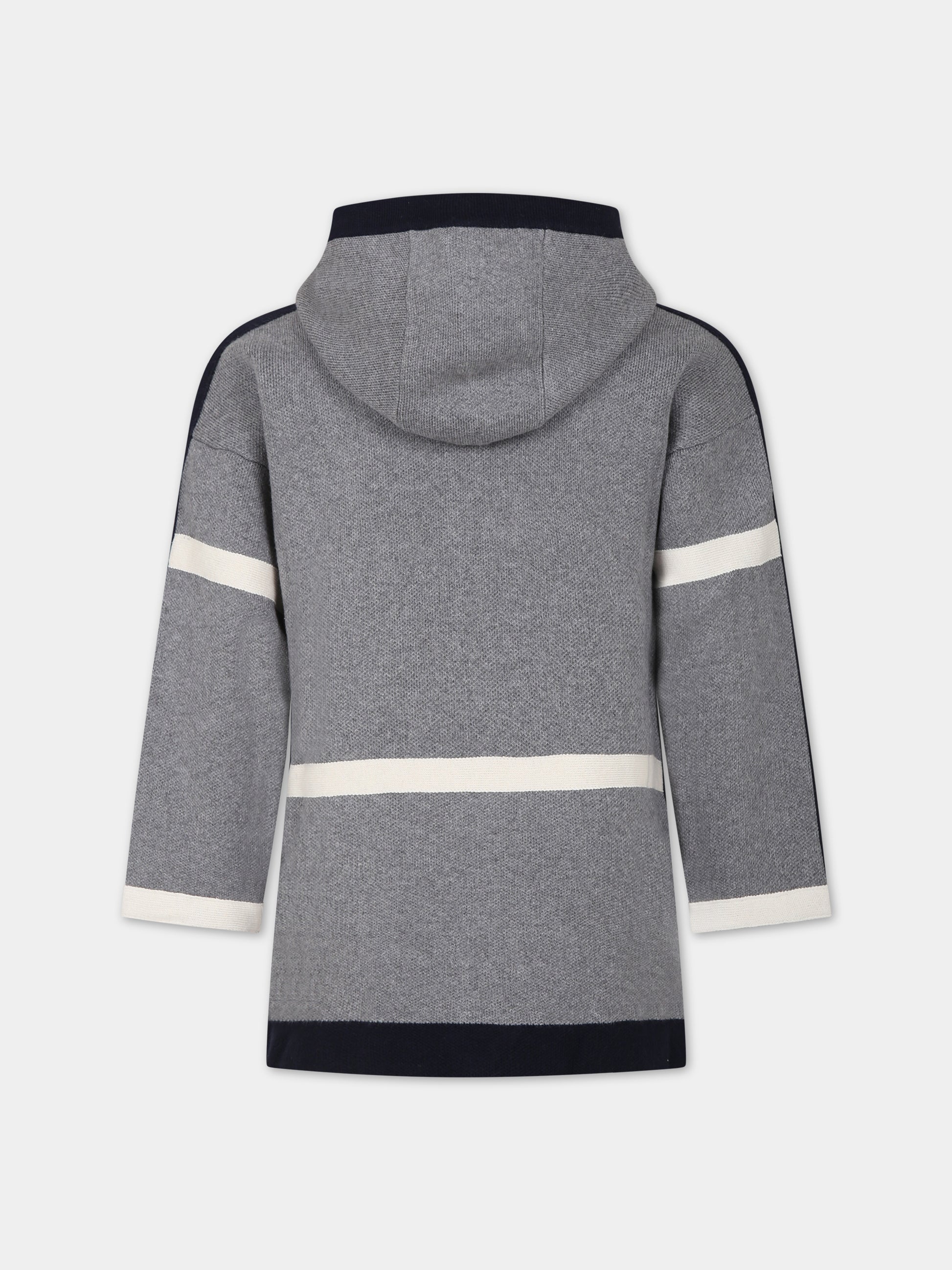 Cappotto grigio con logo per bambina,Chloé Kids,C16444 A38