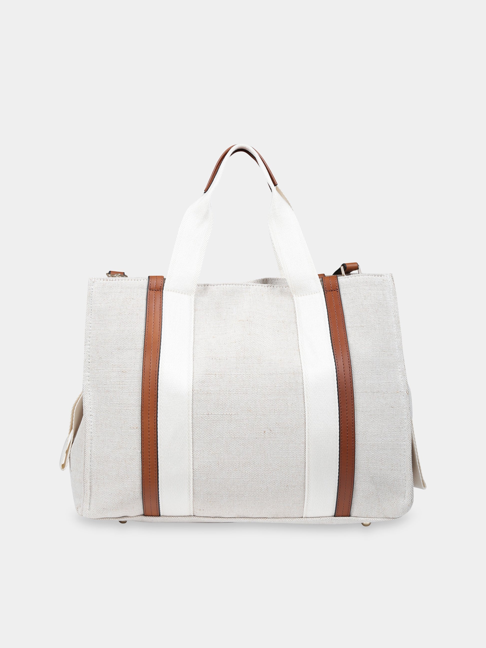 Borsa mamma beige per neonati con logo,Chloé Kids,C90406 Z40