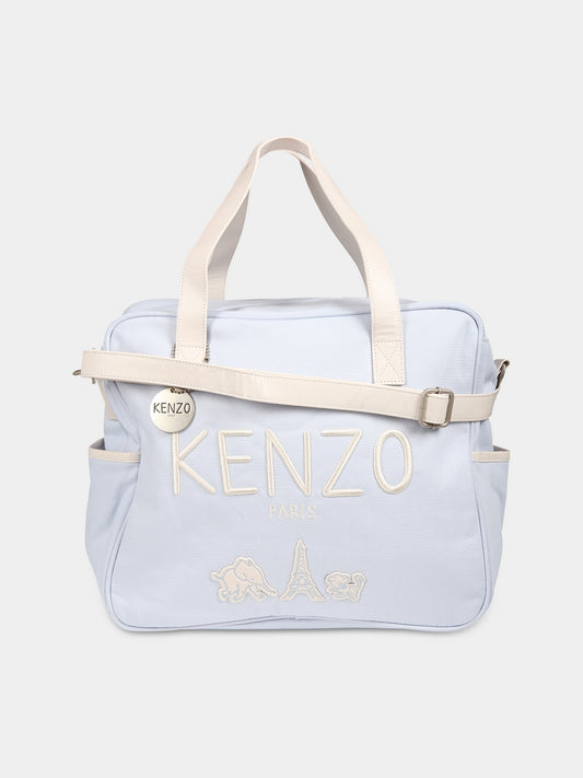Borsa mamma celeste per neonato con logo,Kenzo Kids,K90102 771