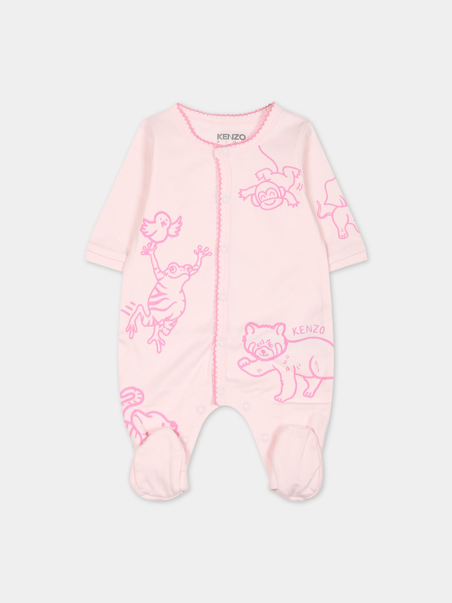 Tutina rosa per neonata con logo e stampa,Kenzo Kids,K97053 470