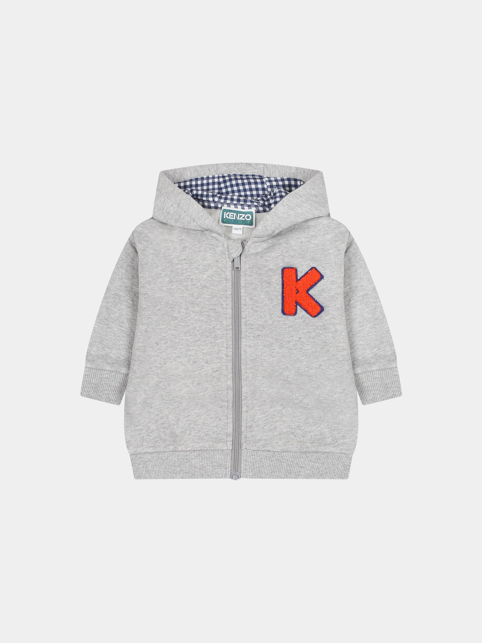 Felpa grigia per neonati con logo,Kenzo Kids,K05493 A41