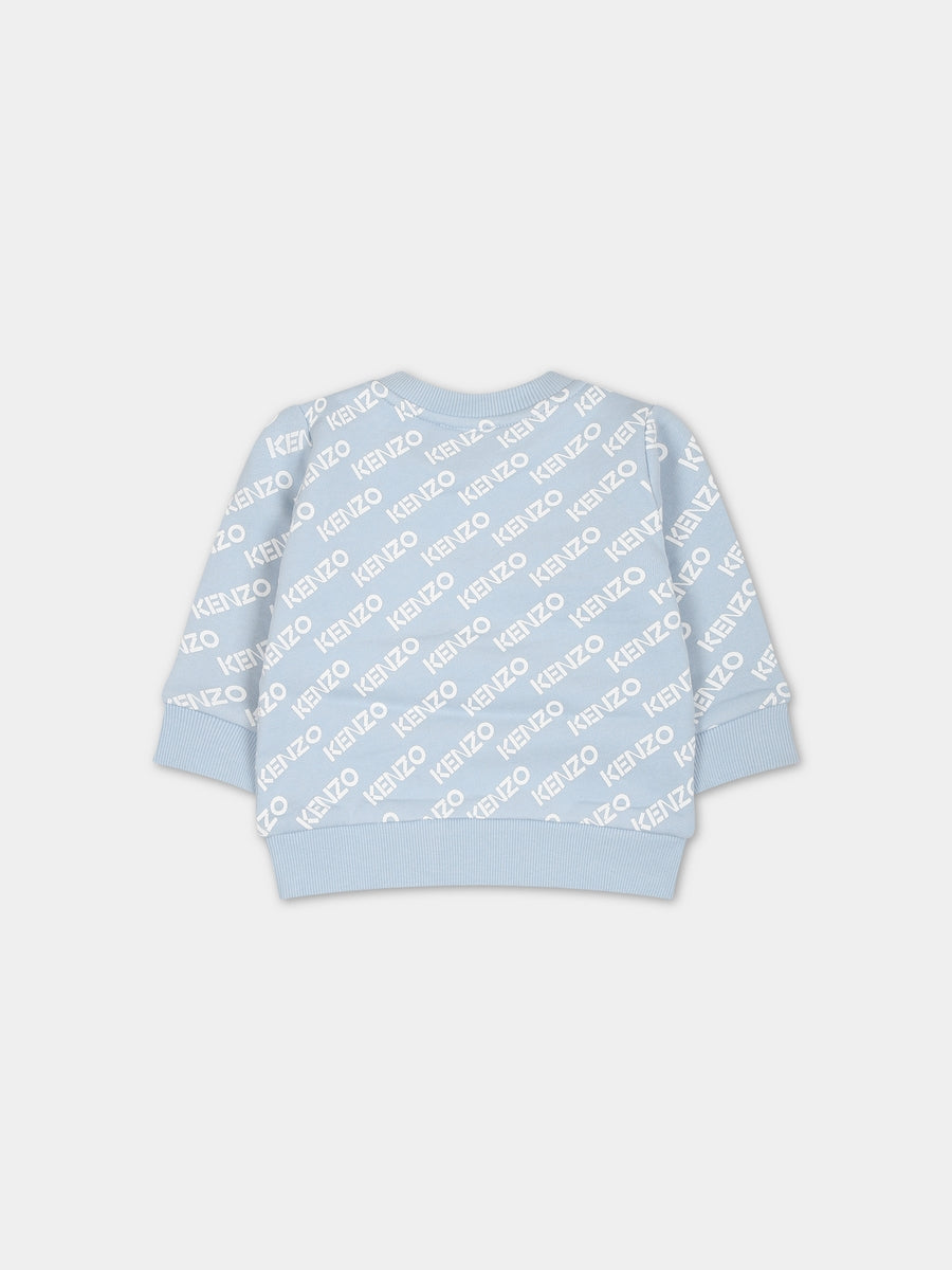 Felpa celeste per neonato con logo,Kenzo Kids,K05517 794