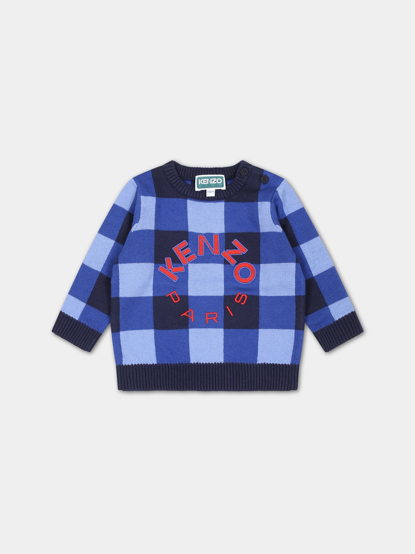 Maglione blu per neonato con logo,Kenzo Kids,K05519 84A