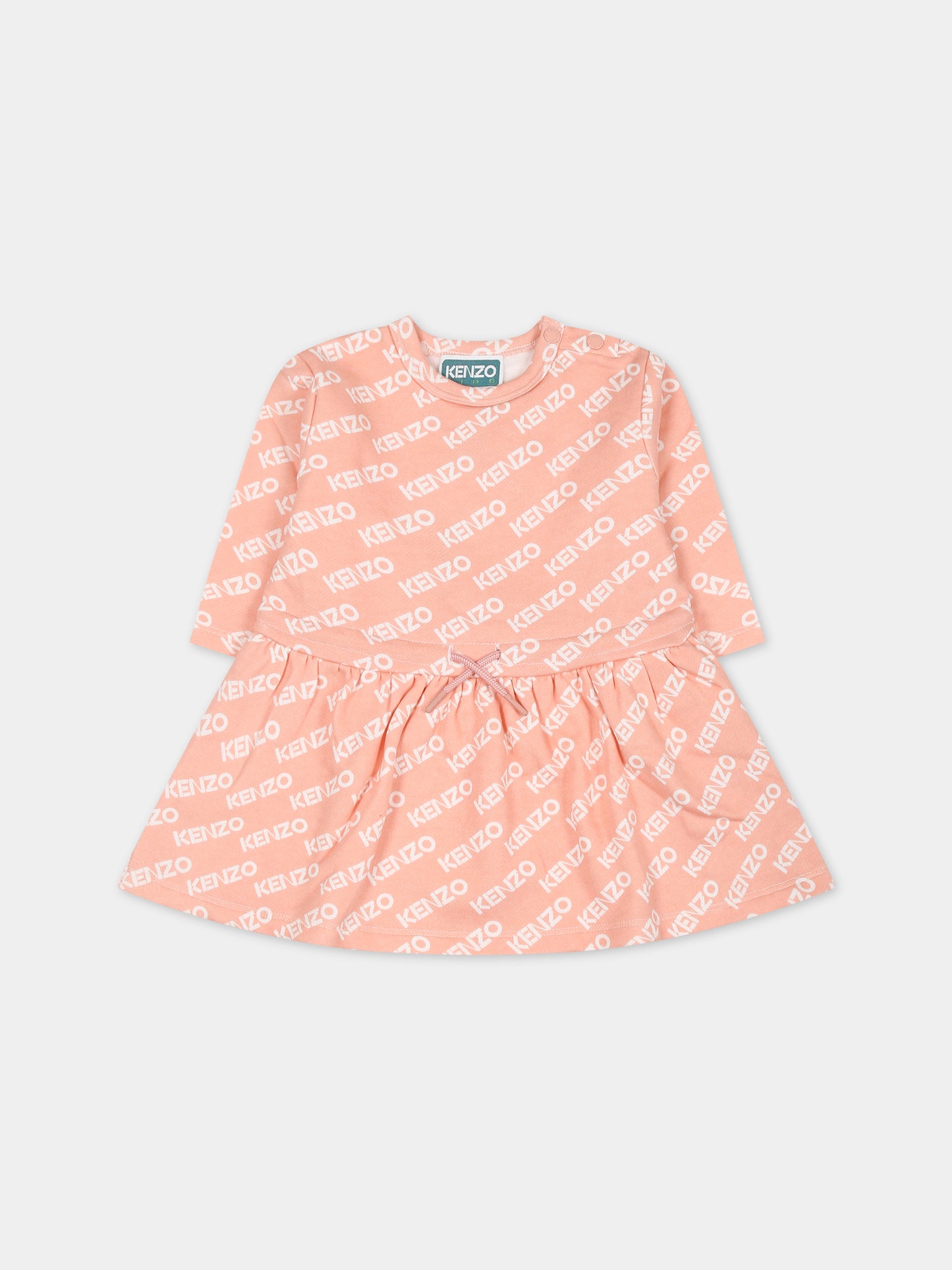 Vestito rosa per neonata con logo,Kenzo Kids,K02108 43G