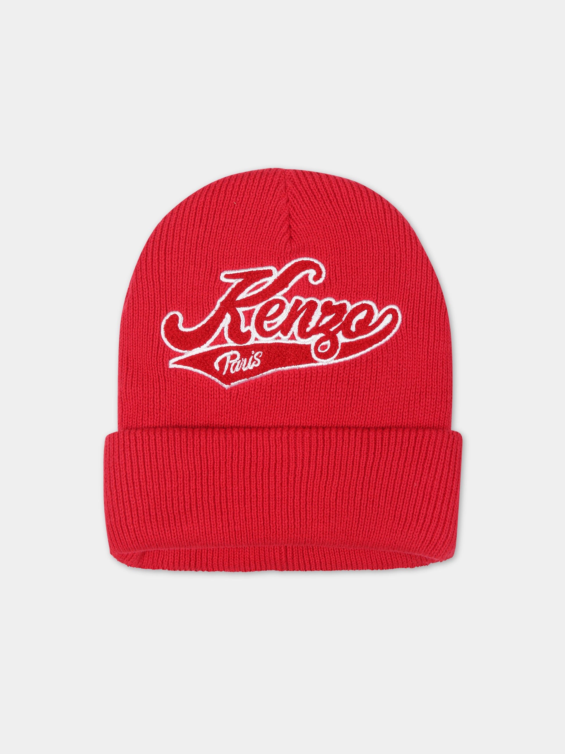Berretto rosso per bambini con logo,Kenzo Kids,K11035 990